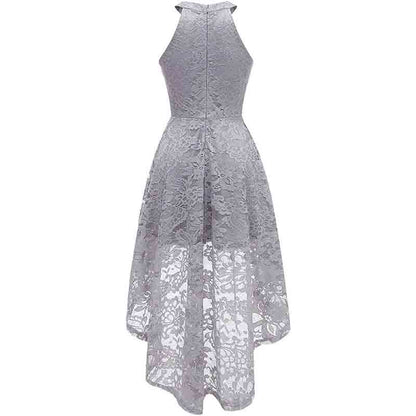Women's Halter Floral Lace Cocktail Party Dress Hi-Lo Bridesmaid Dress