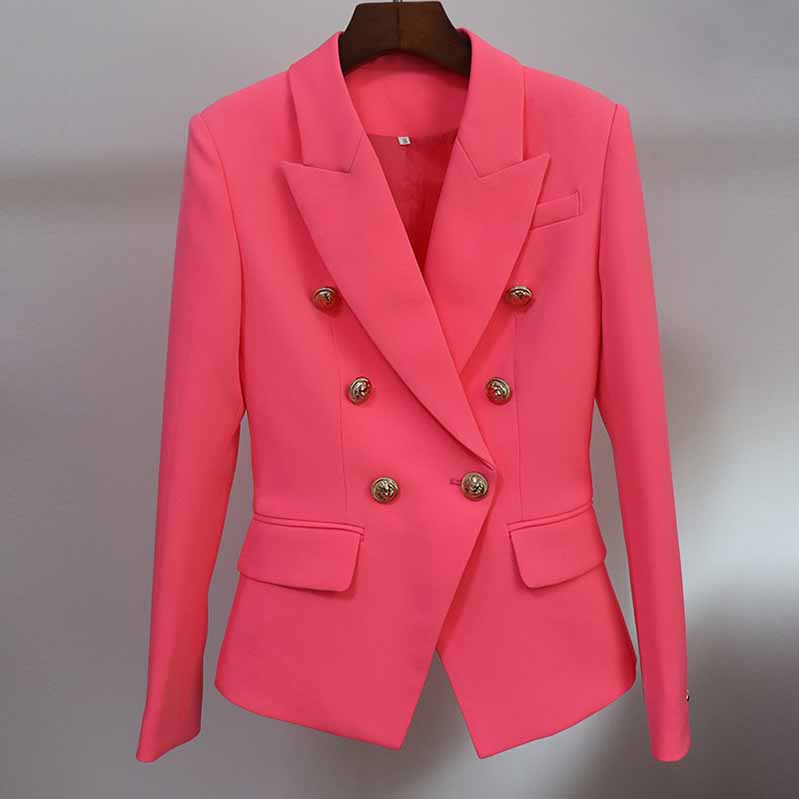 Women's Spring Coats & Jackets Long Sleeves Blazer Breasted Pink Jacket