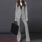 Checked Suits for Women Fashion 2 Pieces Flared Trousers Set
