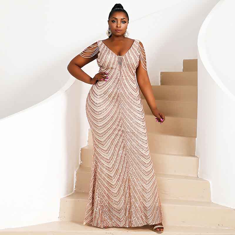 Women Plus Size Formal Gown Halter Sequin Tassel Sleeveless Maxi Prom SD Dresscode & Fashiontrends Women Plus Size Formal Gown Halter Sequin Tassel Sleeveless Maxi Prom SD Dresscode & Fashiontrends