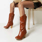 Mid Calf Western Boots Fashion Pointed Toe Pull On Cowgirl Boot