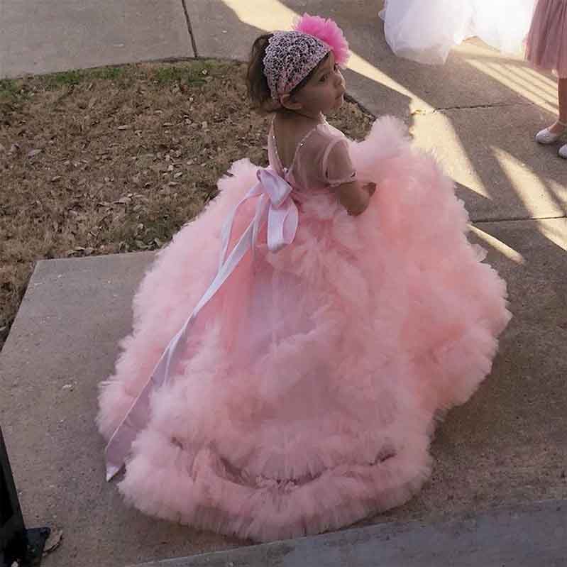 Flower Girl Dresses Tiers Tulle Ball Gown Little Girl Wedding Dresses Little Girls Gowns