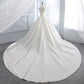 sd-hk A-Line V Neck Court Train Satin Long Sleeve Formal Plus Size Wedding Dresses