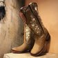 Women's Retro Western Cowboy Boots Embroidered Mid Calf Chunky Boots