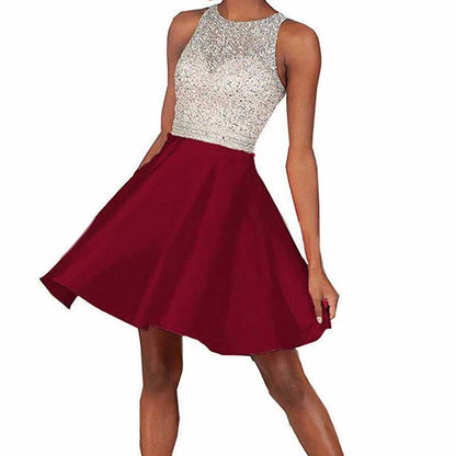 Women's Sleeveless Beaded Short Gala Prom Homecoming Dress