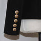 Women's Luxury Fitted Blazer Golden Lion Buttons Coat Black Custom Made Size