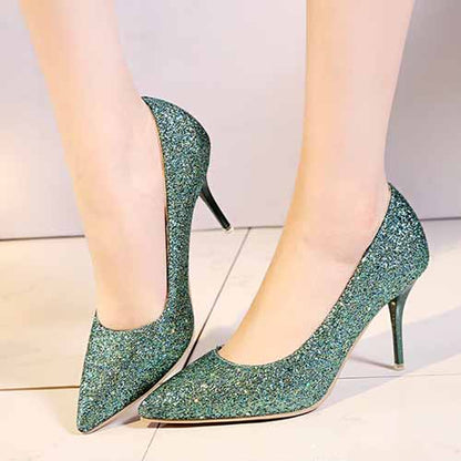 Women's High Heels Slip On Pumps Pointy Toe Stilettos 8CM
