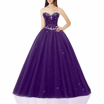 Women's Sweetheart Ball Gown Tulle Quinceanera Dresses Prom Dress