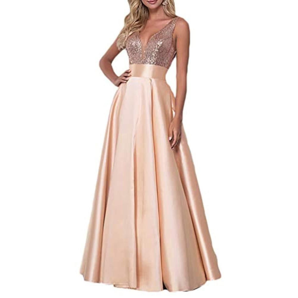 rose gold long party dress