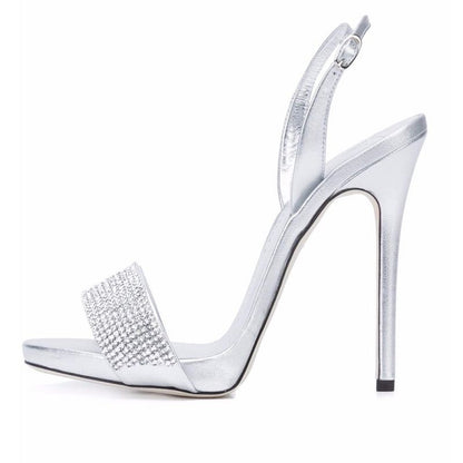 Tucomosi Women Slingbacks Pointed Toe Stiletto Sandals With Crystal