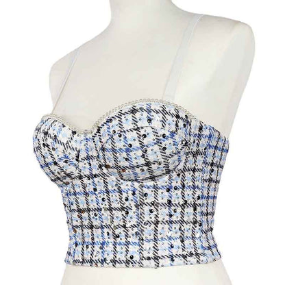 Women Bustier Crop Tops Floral Push Up Corset Bra Tank Top