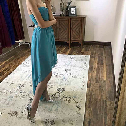 Women's Strapless High Low Bridesmaid Dresses Wedding Party Gowns