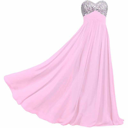 Sequin Top Chiffon Bottom Strapless Bridesmaid Dress 100 Colors Available