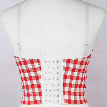 Women's Night Out Spaghetti Straps Bra Party Checkered Tank Top