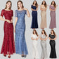 sd-hk Women's Plus Size Embroidery Mermaid Evening Party Maxi Dress