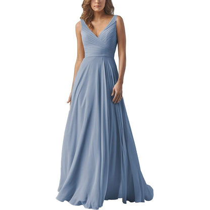 A-line Chiffon Bridesmaid Dress Floor Length Formal Evening Prom Gowns