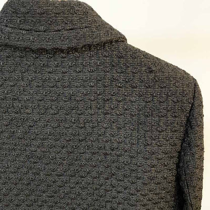 Womens Black Tweed Wool Coat Short Stand Collar Blazer Jacket