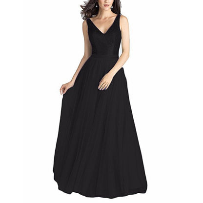 Sequin Evening Gowns V Neck Sleeveless Ball Prom Party Dress