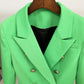 Women's Fitted Gold Lion Buttons Fitted Jacket Light Green Blazer