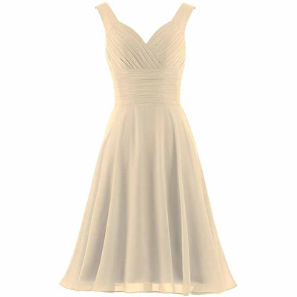 Women's V-Neck Chiffon Bridesmaid Dresses Short Prom Gown