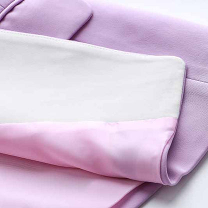 Women's Spring Summer Shawl White Collar Fitted Blazer Lavender Coat