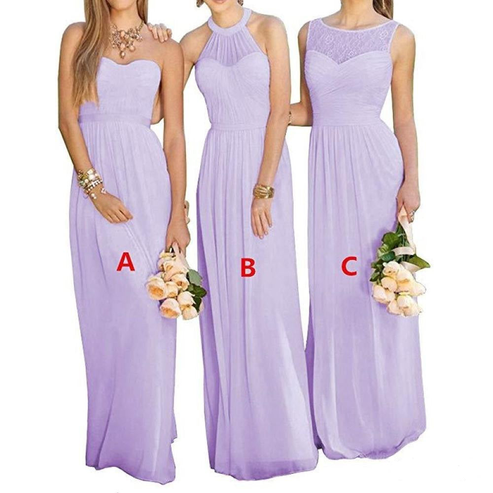 Chiffon Prom Maxi Gowns Sleeveless Bodycon Bridesmaid Dress