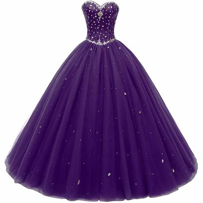 Women's Sweetheart Ball Gown Tulle Quinceanera Dresses Prom Dress