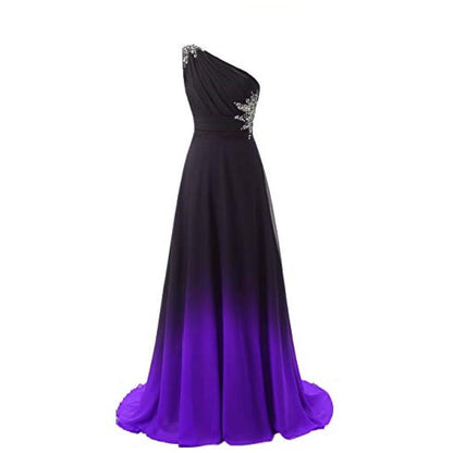 sd-hk One Shoulder Ombre Prom Dress Elegant Gown