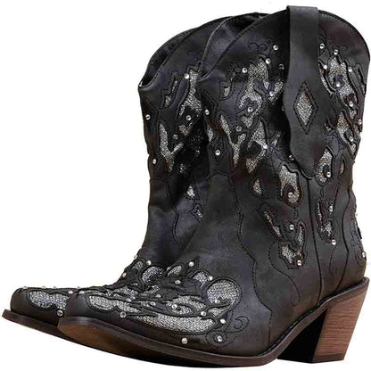 S&Dco Women's Western Cowboy Boots with Floral Design