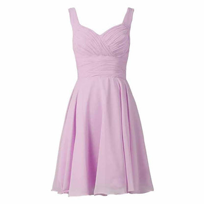 Women's V-Neck Chiffon Bridesmaid Dresses Short Prom Gown