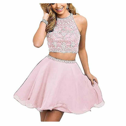 Women's 2 Piece Prom Dresses Short Homecoming Party Cocktail Gown Tulle Gala Dress