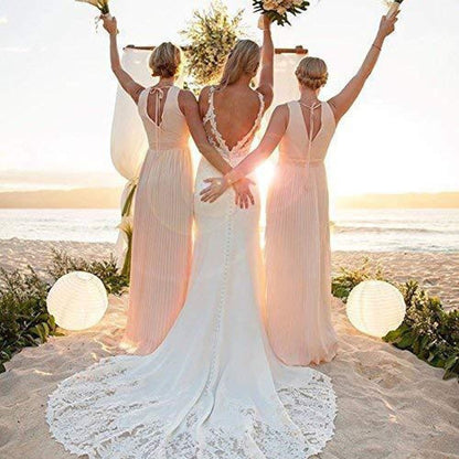 sd-hk White Bridal Dresses Sexy Backless Lace Appliques Mermaid Wedding Dresses