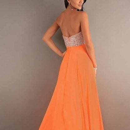 Sequin Top Chiffon Bottom Strapless Bridesmaid Dress 100 Colors Available