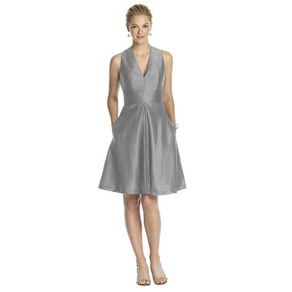 Satin Homecoming Dress Sleeves V Neck Wedding Guest Dress Event Dress Short