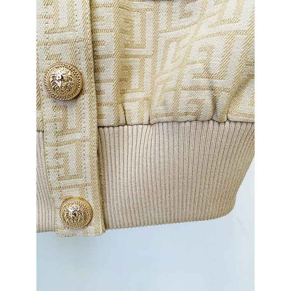 Metal Button Short Blazer & Shorts Suit In Beige