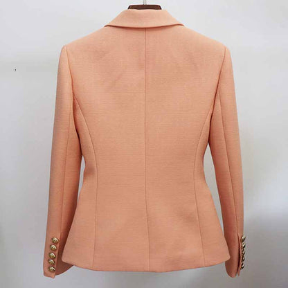Women Coats Nude Pink Jacket Long Sleeves Blazer Breasted Coat
