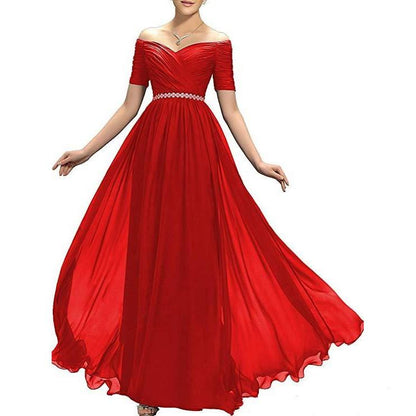 Womens Chiffon Bridesmaid Dress Aline Wedding Guest Gown
