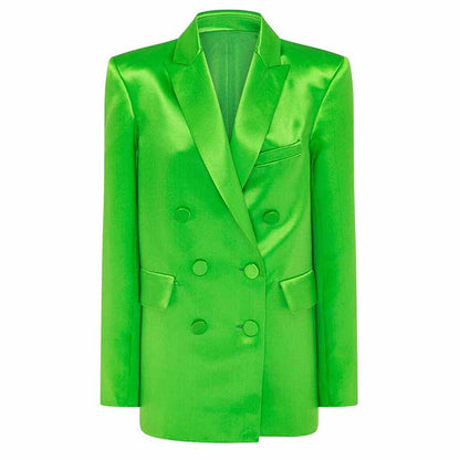 Women Loose fit Purple/Green Blazer + Mini Skirt Suit