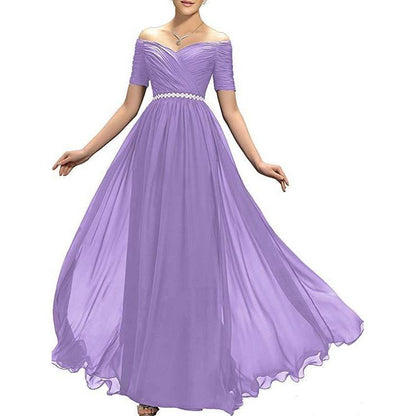 Womens Chiffon Bridesmaid Dress Aline Wedding Guest Gown