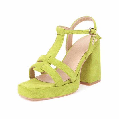 Women's Suede Shoes Platform Heels Sandals Wedge Chunky Heels