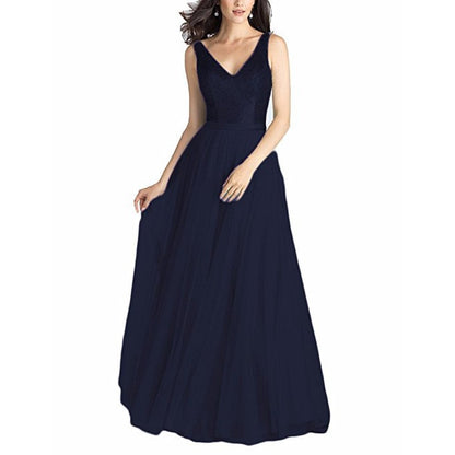 Sequin Evening Gowns V Neck Sleeveless Ball Prom Party Dress