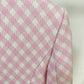 Women's Pink White Tweed Luxury Fitted Double Breasted Blazer with Lion Buttons