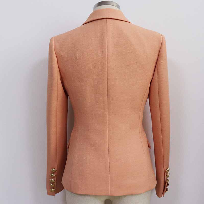 Women Coats Nude Pink Jacket Long Sleeves Blazer Breasted Coat
