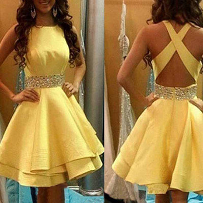 Women's Short Homecoming Dresses Mini Satin Prom Dress