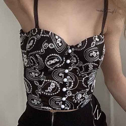 Womens Crop Tops Sleeveless Floral Push Up Corset Bra Cami Tank