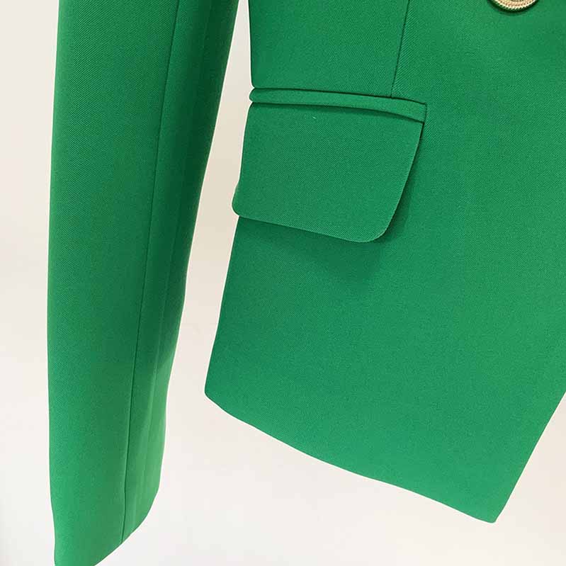 Women Emerald Green Coat Long Sleeves blazer jackets Double Breasted Coat