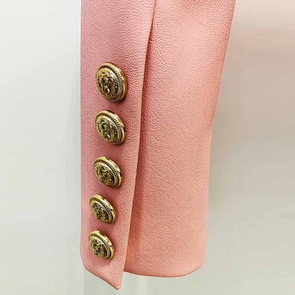 Women's Pink Blazer with Gold Buttons Fashion Coats