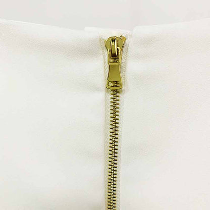 Women Hight Waisted Formal Pants Gold-tone Buttons Flare Trousers