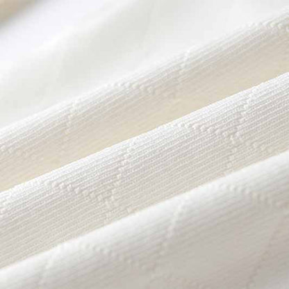 Women White Button-up Knitted Minidress V Neck Long Sleeves ribbed-knit Dress