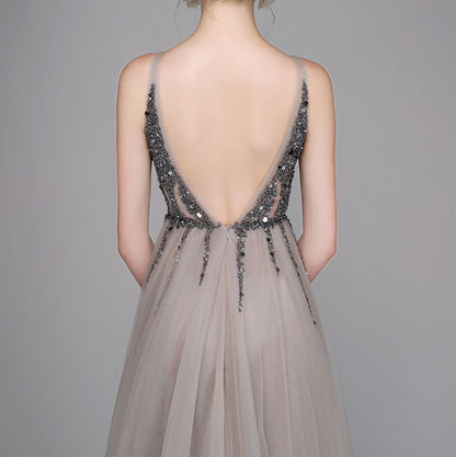 sd-hk Women Long Prom Gowns V Neck Sleeveless Evening Maxi Dress